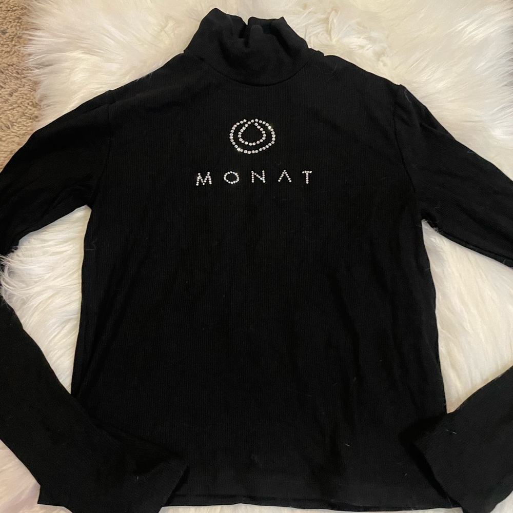Monat Rhinestone Black Turtleneck LongSleeve